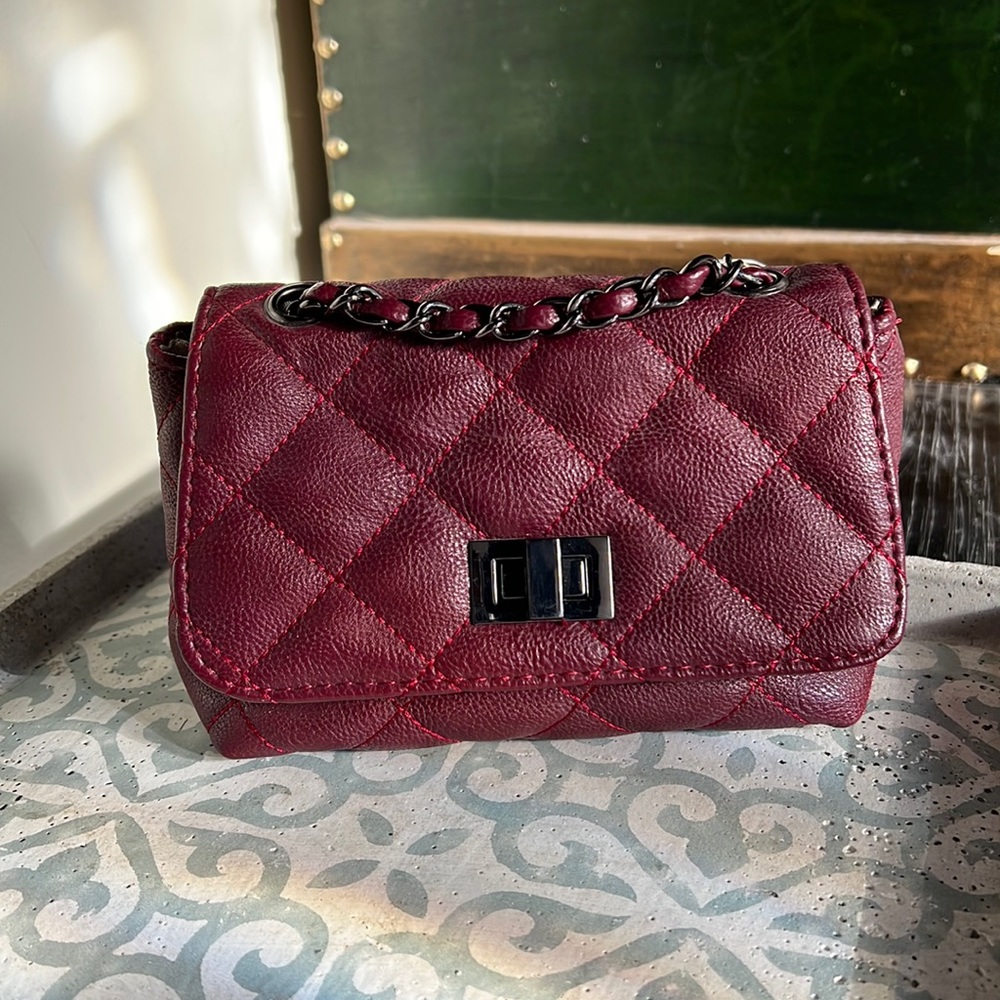 New Steve Madden small purse handbag clutch crossbody should bag maroon